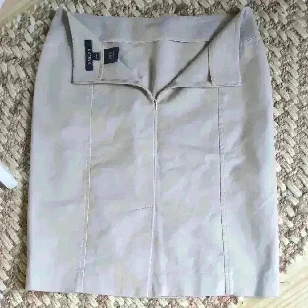 Darjoni Khaki Cotton Pencil Skirt